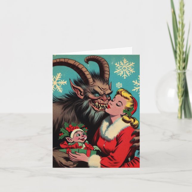 Cartão Vi Mamães beijando Krampus (Frente)
