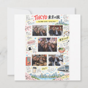 Cartão Viagem a Tóquio Japão 5 Colagem de Fotos Zine de V