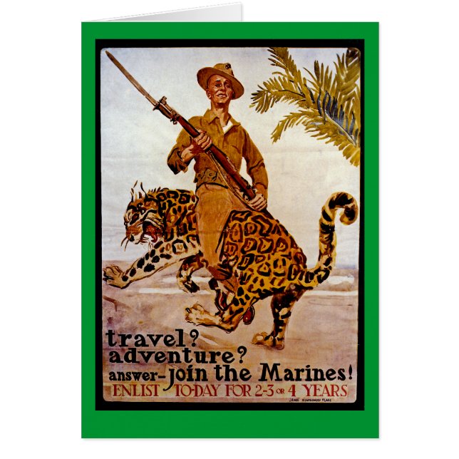 Cartão Viagem? Aventura? Junte-se aos fuzileiros! (Frente)