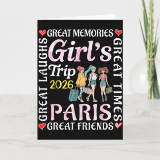 Cartão Viagem das Meninas 2026 Paris Ótimas Amigas Férias