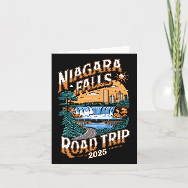 Cartão Viagem de carro para Niagara Falls 2025 - Férias d (Frente)