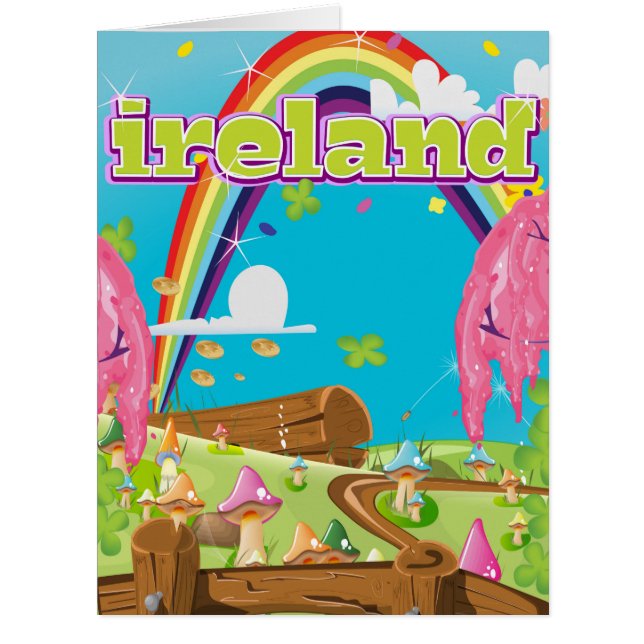 Cartão Viagem de Cartoon da Irlanda. (Frente)