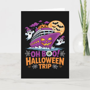 Cartão Viagem de Halloween Oh Boo Fantasma Navio Assustad
