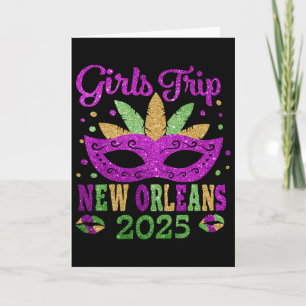 Cartão Viagem de Meninas Nova Orleans 2025 Máscara de Mar