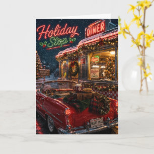 Cartão Viagem de Natal de Beagle Parada de Férias Retro