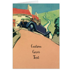 Cartão Viagem de Viagem a Carro Convertível Vintage no Pa