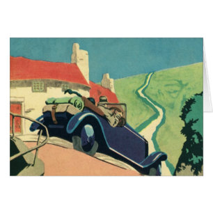Cartão Viagem de Viagem a Carro Convertível Vintage no Pa