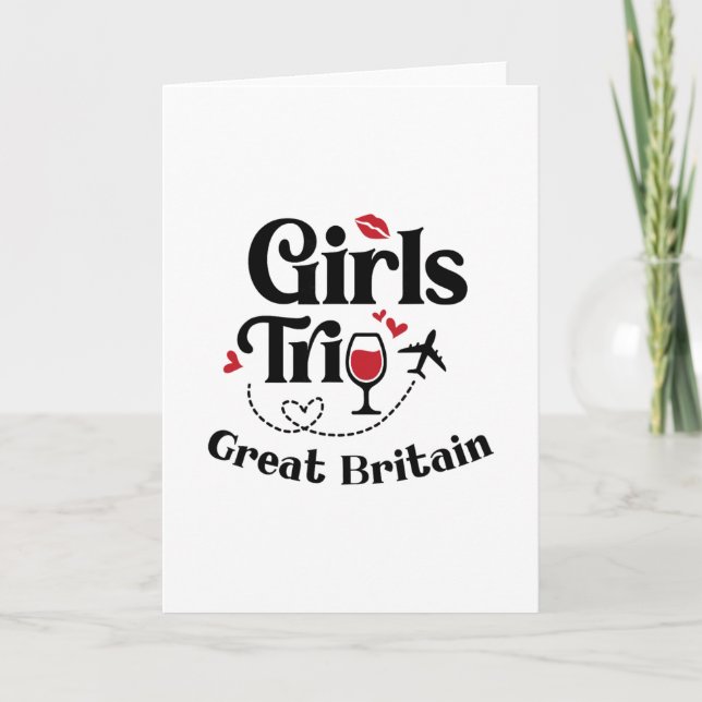 Cartão Viagem de vinho fofo das meninas Grã-Bretanha Viag (Frente)