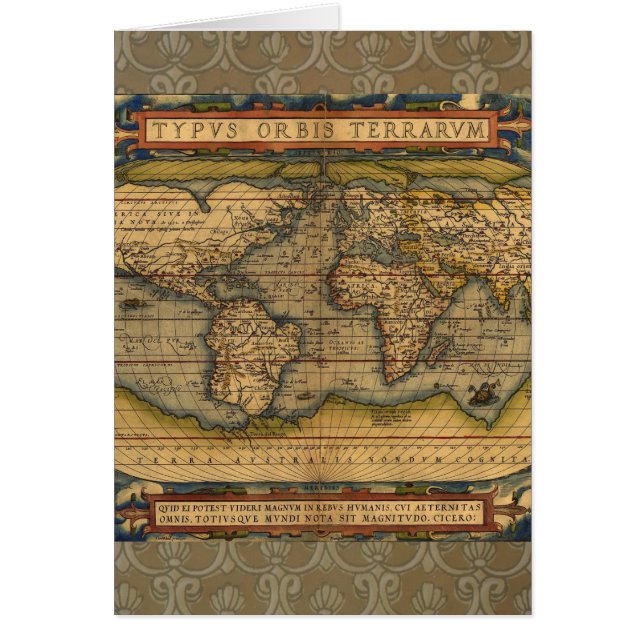 Cartão Viagem do Mapa Mundial Antiquado Ortelius Europa (Frente)