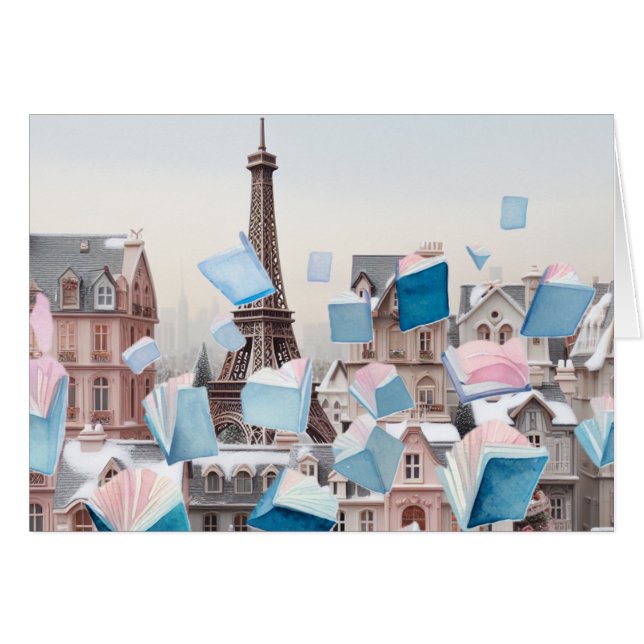 Cartão Viagem do mundo através dos livros Paris (Frente horizontal)