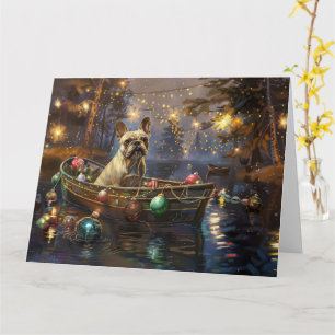 Cartão Viagem Festiva de Natal do Bulldog Francês