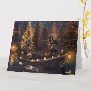 Cartão Viagem Festiva de Natal do Bulldog Francês