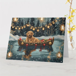 Cartão Viagem Festiva de Natal do Golden Retriever