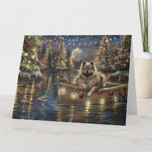 Cartão Viagem Festiva de Natal do Keeshond
