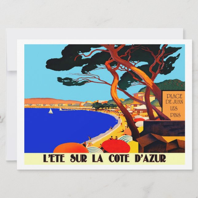 Cartão Viagem francês Vintage Cote D'Azur (Frente)