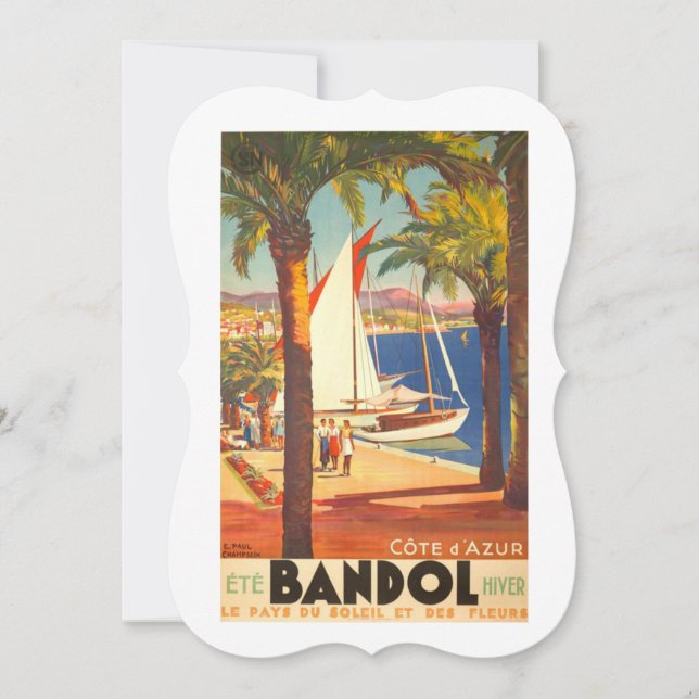 Cartão Viagem francês Vintage Cote D'Azur (Frente)
