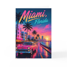 Viagem Miami Flórida Retro Neon Pôr do Sol