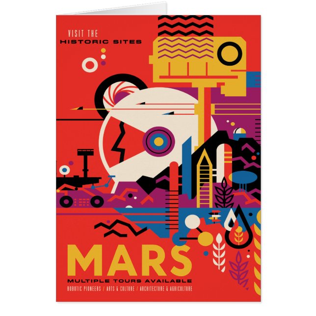 Cartão Viagem Sci-Fi Ad, Planeta Marte (Frente)