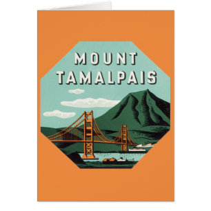 Cartão Viagem Vintage, Montanha Tamalpais ou Monte Tam