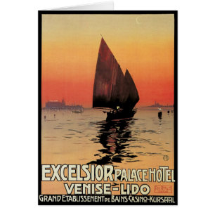 Cartão Viagens Antigas, Barcos no Excelsior Palace Veneza