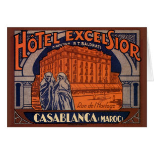 Cartão Viagens vintage, Casablanca em Marrocos, África