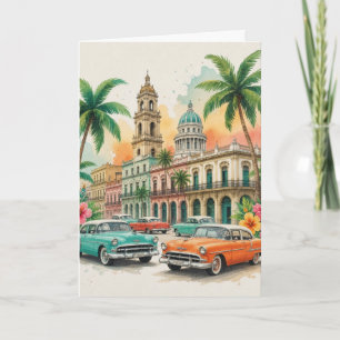 Cartão Viagens Vintage Cuba - Saudações de Havana