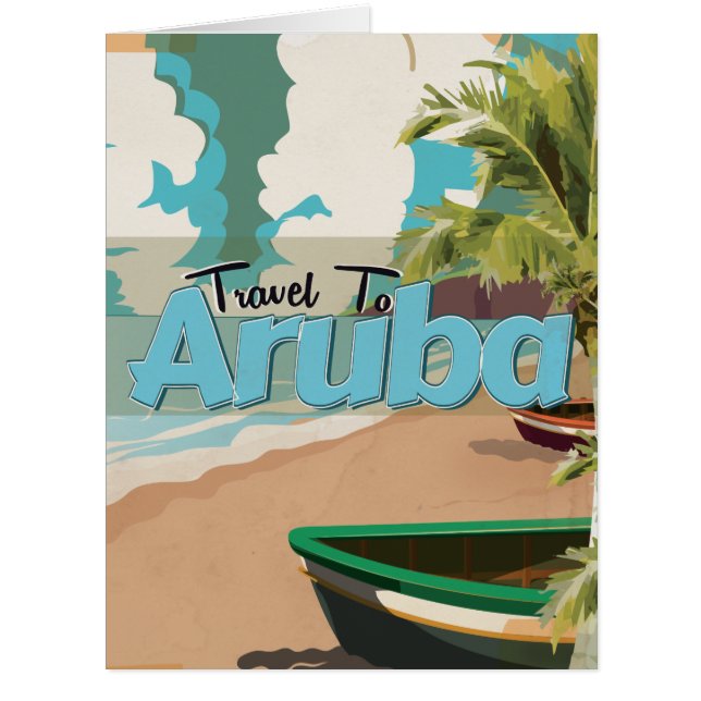 Cartão Viagens vintage de Aruba. (Frente)