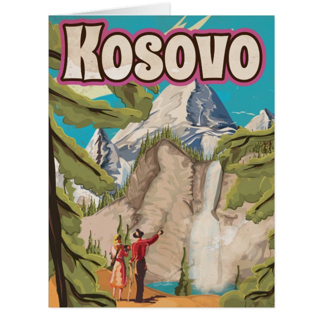 Cartão Viagens vintage do Kosovo (Frente)