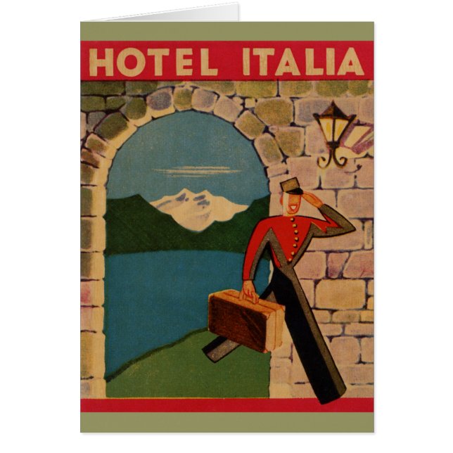 Cartão Viagens vintage - hotel Italia (Frente)