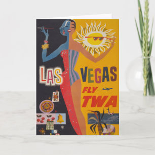 Cartão Viagens vintage Para Voar Twa Para Las Vegas