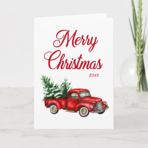 Cartão Vias-de-água, Red Truck, Feliz Ano de Natal