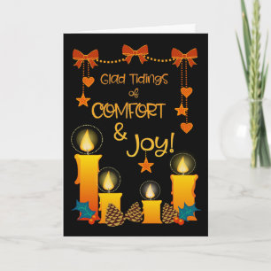 Cartão Vias de Feliz Natal com Velas, Arcos, Corações