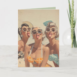Cartão Vibes de Pin-Up da Praia Retrô