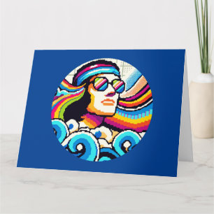 Cartão Vibes Retroativas - Arte em Píxeis Groovy dos anos