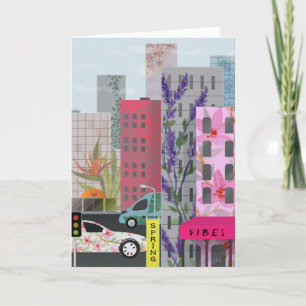 Cartão Vibrações da Cidade da Primavera   Arte Urbana Flo