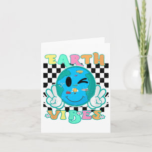 Cartão Vibrações da Terra Groovy Retro Sorriso da Terra M