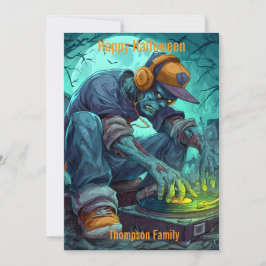 Cartão Vibrações de Festa Rave de DJ Zumbi no Halloween