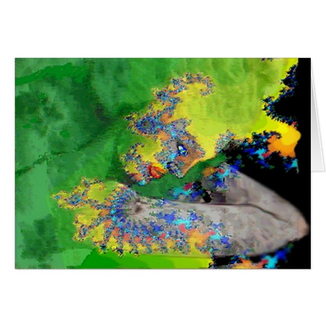 CARTÃO VIBRAÇÕES DE MATÉRIA, MULHER FRACTAL NO AMARELO VE (Frente Horizontal)