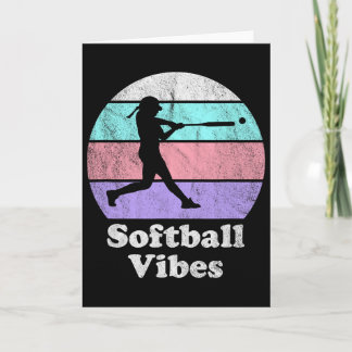 Cartão Vibrações de Softbol Retro Vintage Meninas ou Mulh