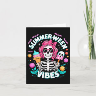 Cartão Vibrações de Summerween Esqueleto Férias Assustado