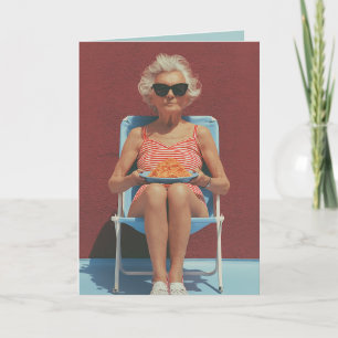 Cartão Vibrações de Verão Retro – Retrato de Mulher Idosa