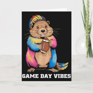 Cartão Vibrações do Dia do Jogo Tribo Groundhog Segurando