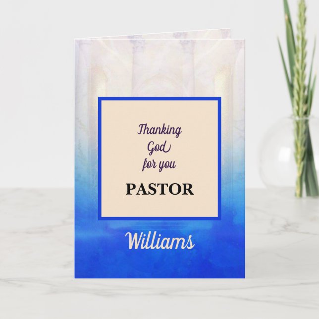 Cartão Vibrant Blue Pastor Appreciation Card (Frente)