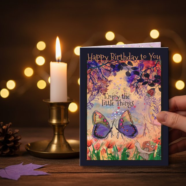 Cartão Vibrant Enjoy the Little Things Butterfly Birthday (Vibrant Enjoy the Little Things Butterfly Birthday Card)