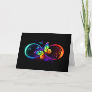 Cartão Vibrant infinity with rainbow butterfly on black