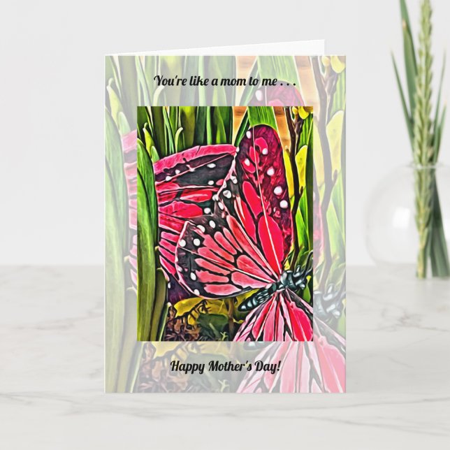 Cartão Vibrant Red Butterflies Mother’s Day Card (Frente)