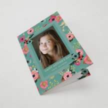 Vibrante | Feliz Dia das Mães Floral Teal e Foto