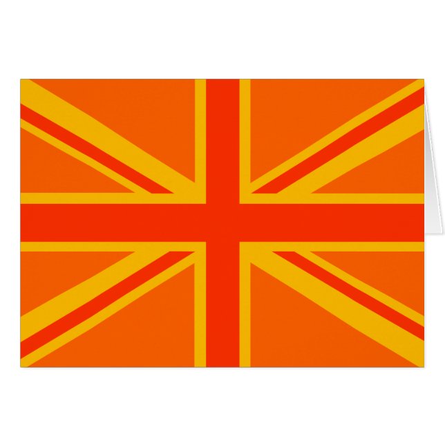 Cartão Vibrante Orange Union Jack British Flag Swag (Frente Horizontal)