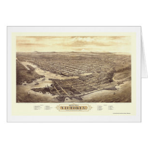 Cartão Victoria, BC, mapa panorâmico de Canadá - 1878