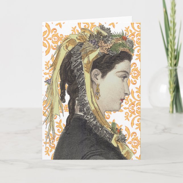 Cartão Victorian Beauty - Greeting Card - Damask Pattern (Frente)